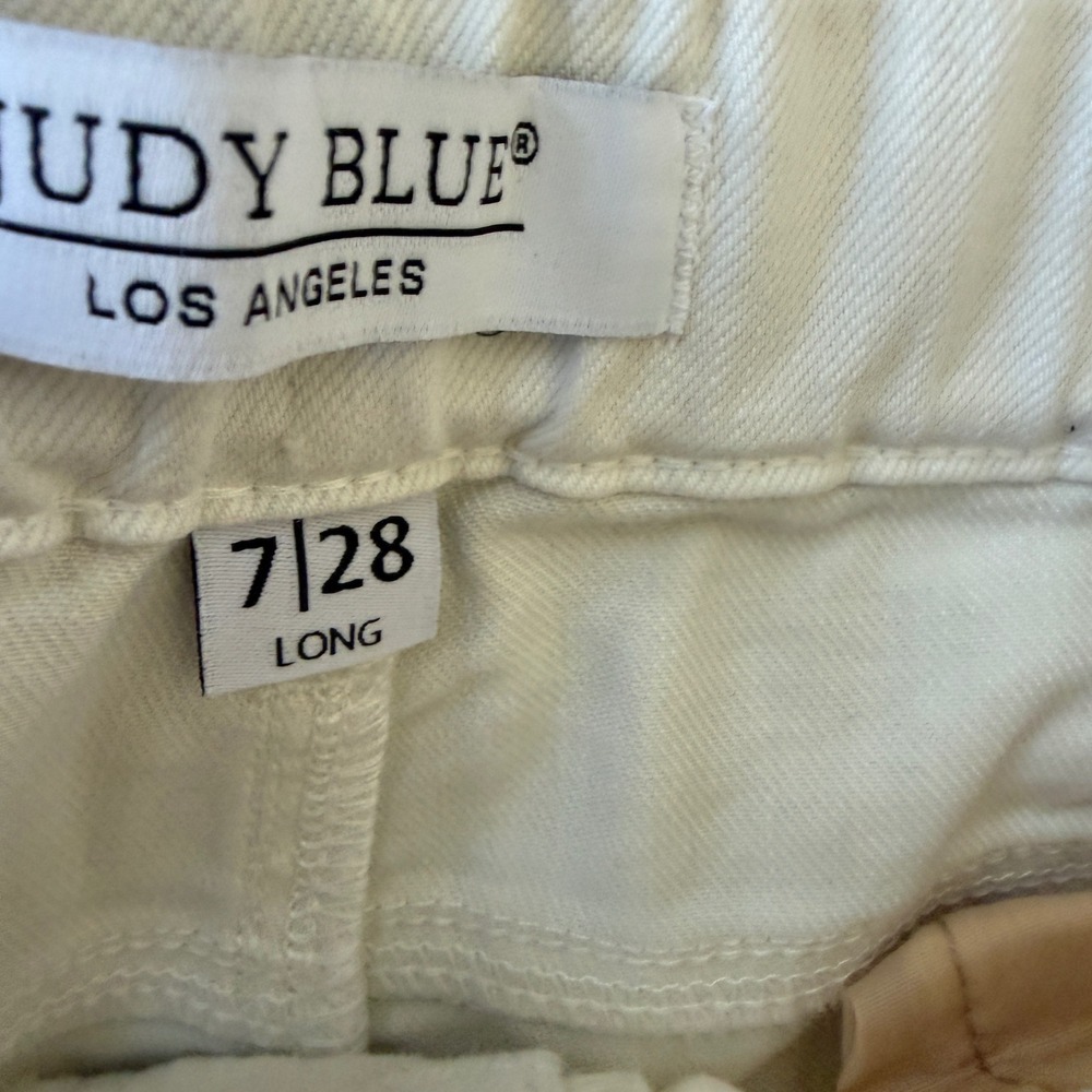 Judy Blue Palazzo Pants Womens 7/28 Long White Featherweight Elastic Drawstring - Picture 8 of 16
